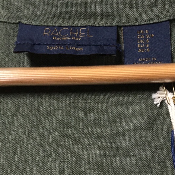 RACHEL ROY 100% Linen Sleeveless Army Green Summer Top - Picture 11 of 12